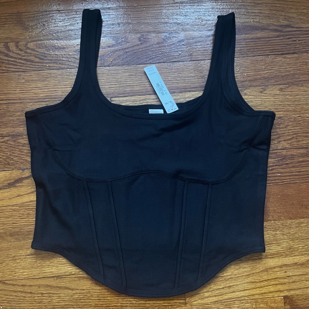 NWT Victorias Secret Black Corset-Style Tank Top